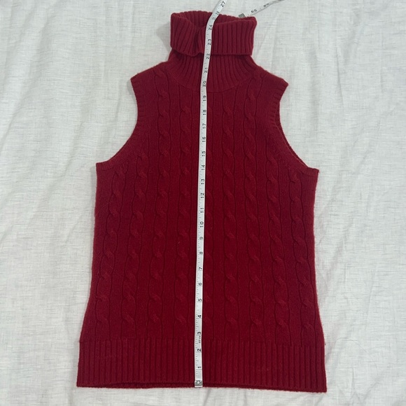 Brooks Brothers Cable Knit Sleeveless Turtleneck Sweater Cashmere Wool Size Smal - Picture 7 of 7